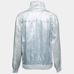 Chanel Light Blue Jacquard Zip-Up Track Jacket M