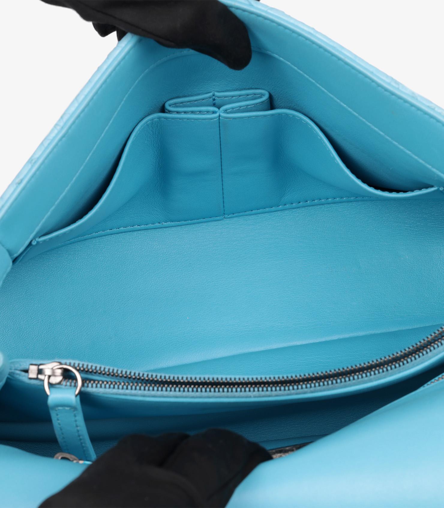 Chanel Light Blue Lambskin & Python Leather Coco Top Handle Bag 6
