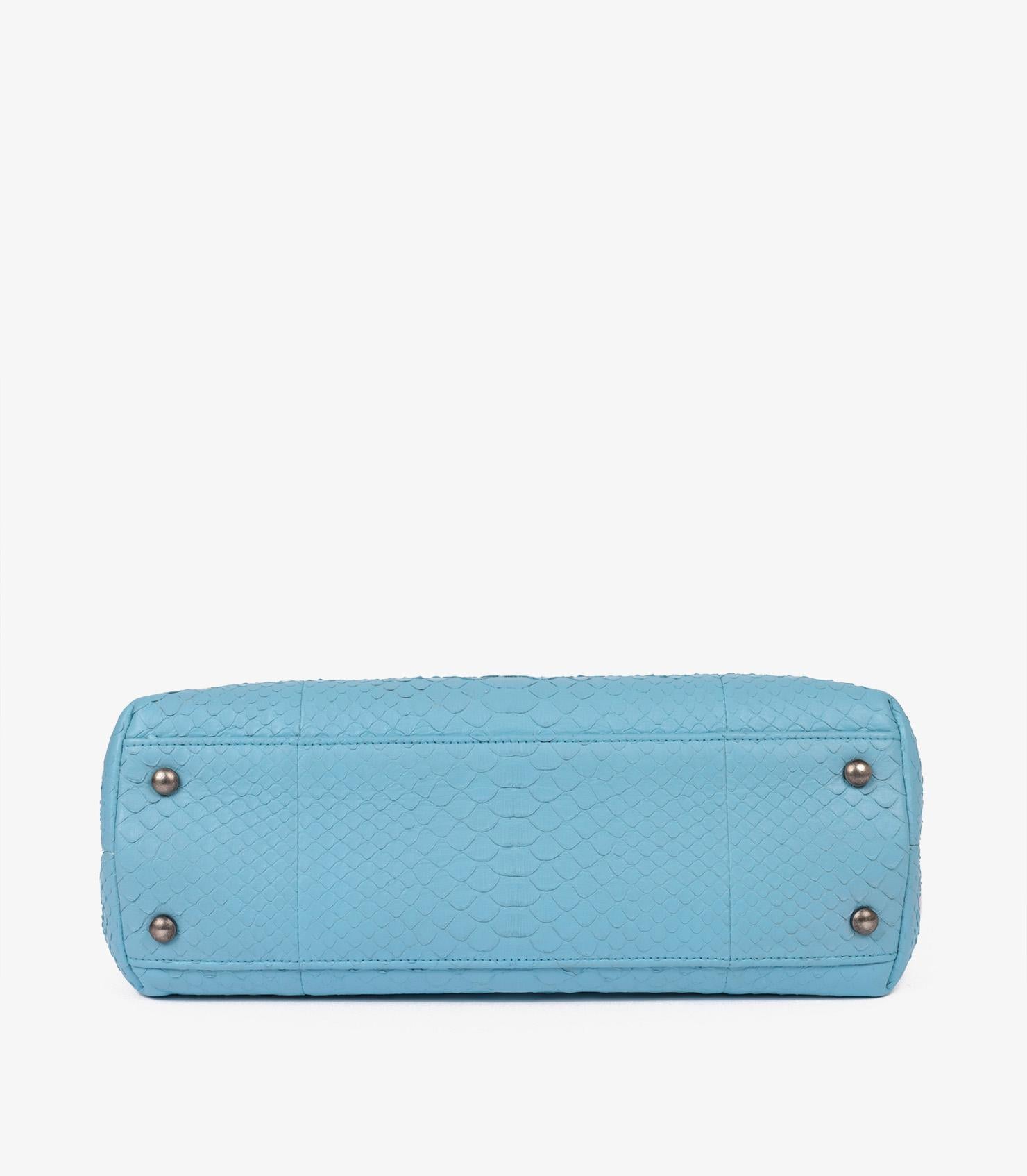 Chanel Light Blue Lambskin & Python Leather Coco Top Handle Bag 2