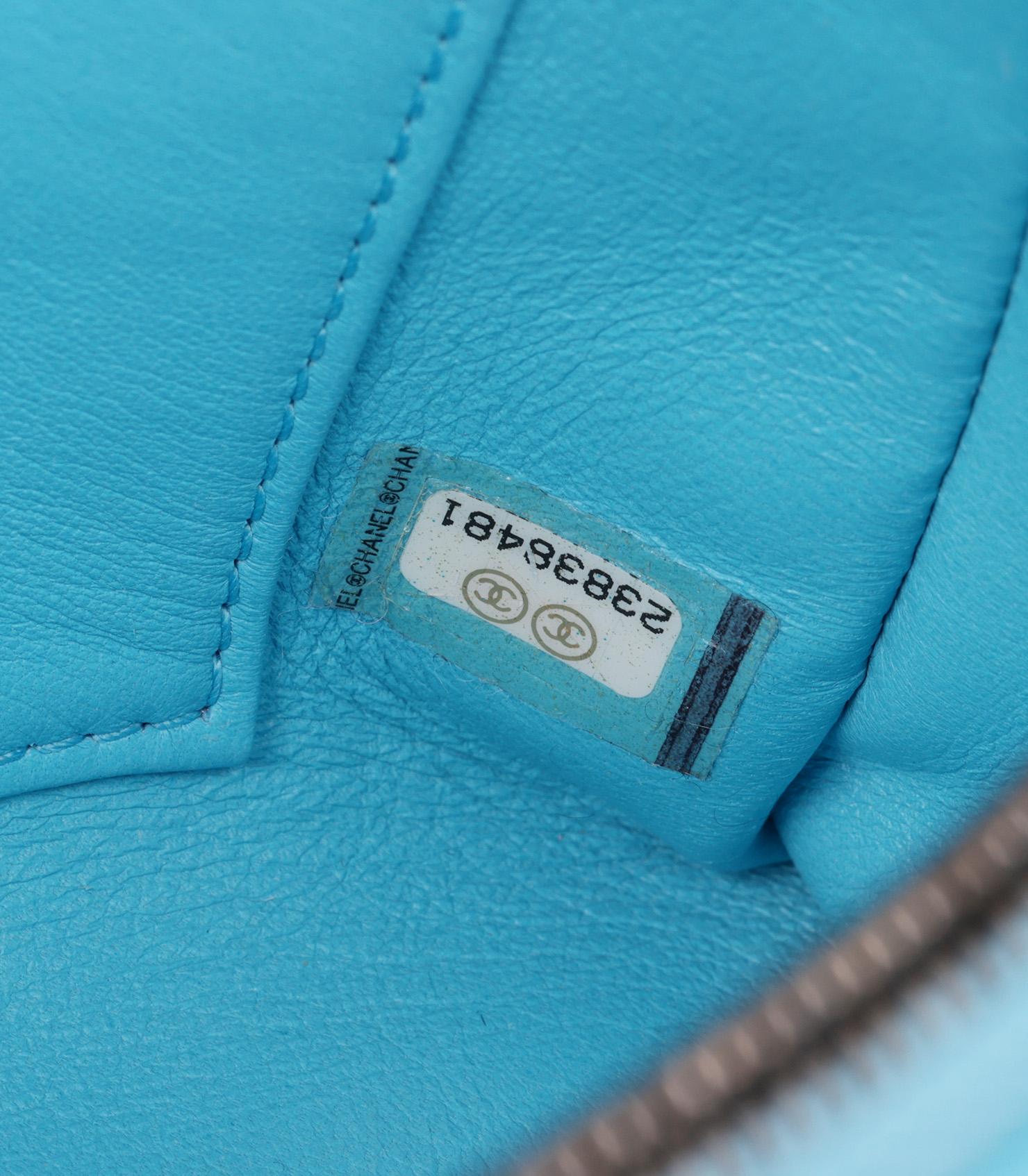 Chanel Light Blue Lambskin & Python Leather Coco Top Handle Bag 4