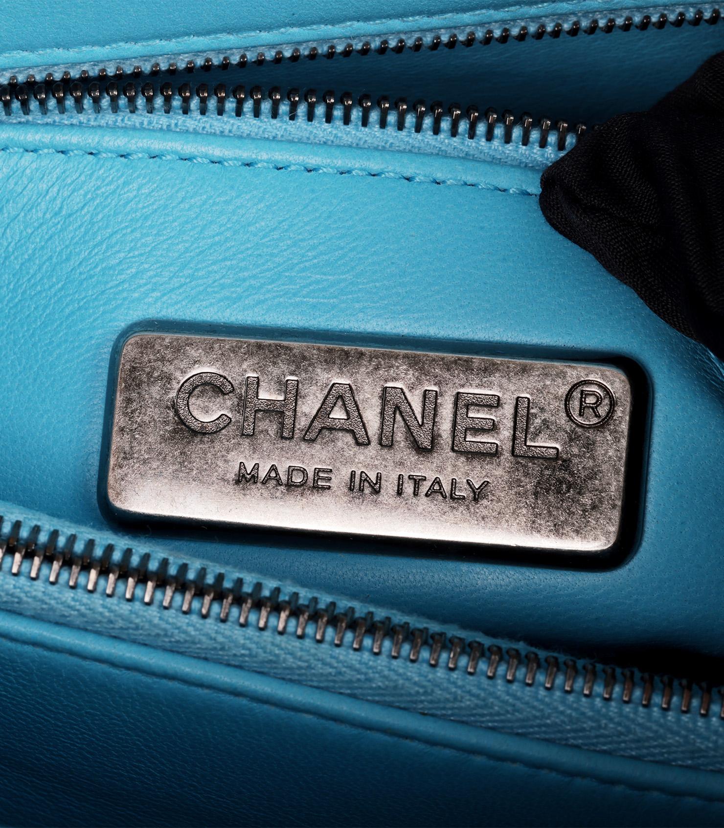 Chanel Light Blue Lambskin & Python Leather Coco Top Handle Bag 5