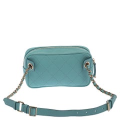 Chanel Light Blue Leather Casual Trip Waist Bag