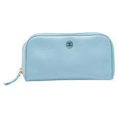 Chanel Light Blue Leather CC Cosmetic Pouch