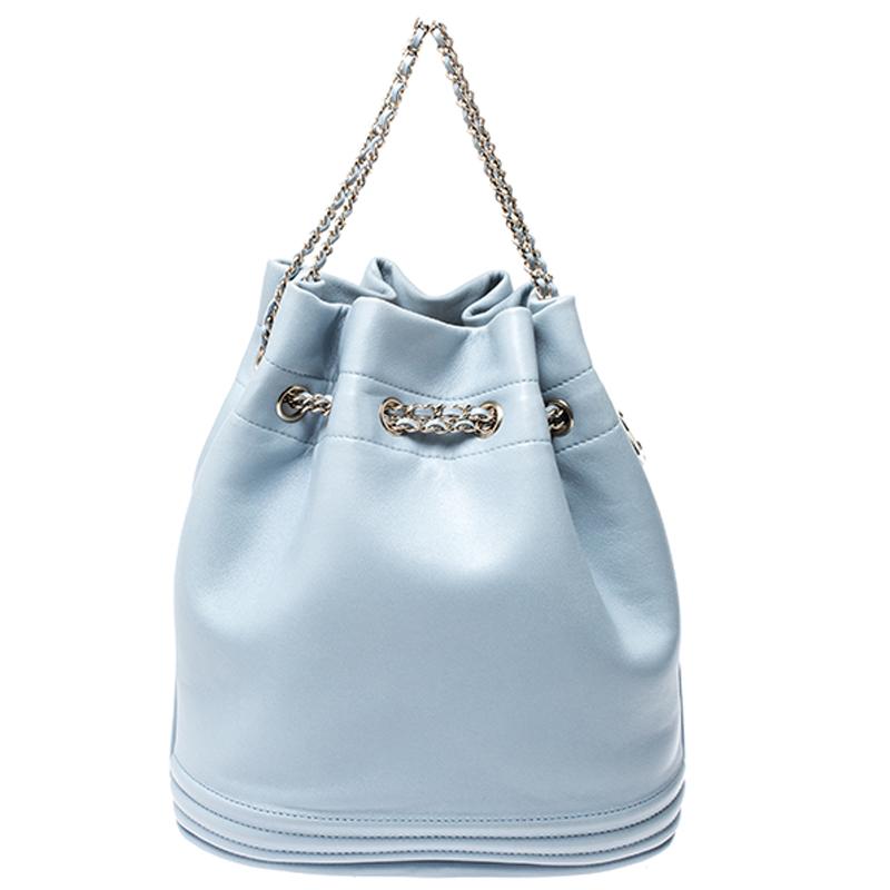 light blue bucket bag
