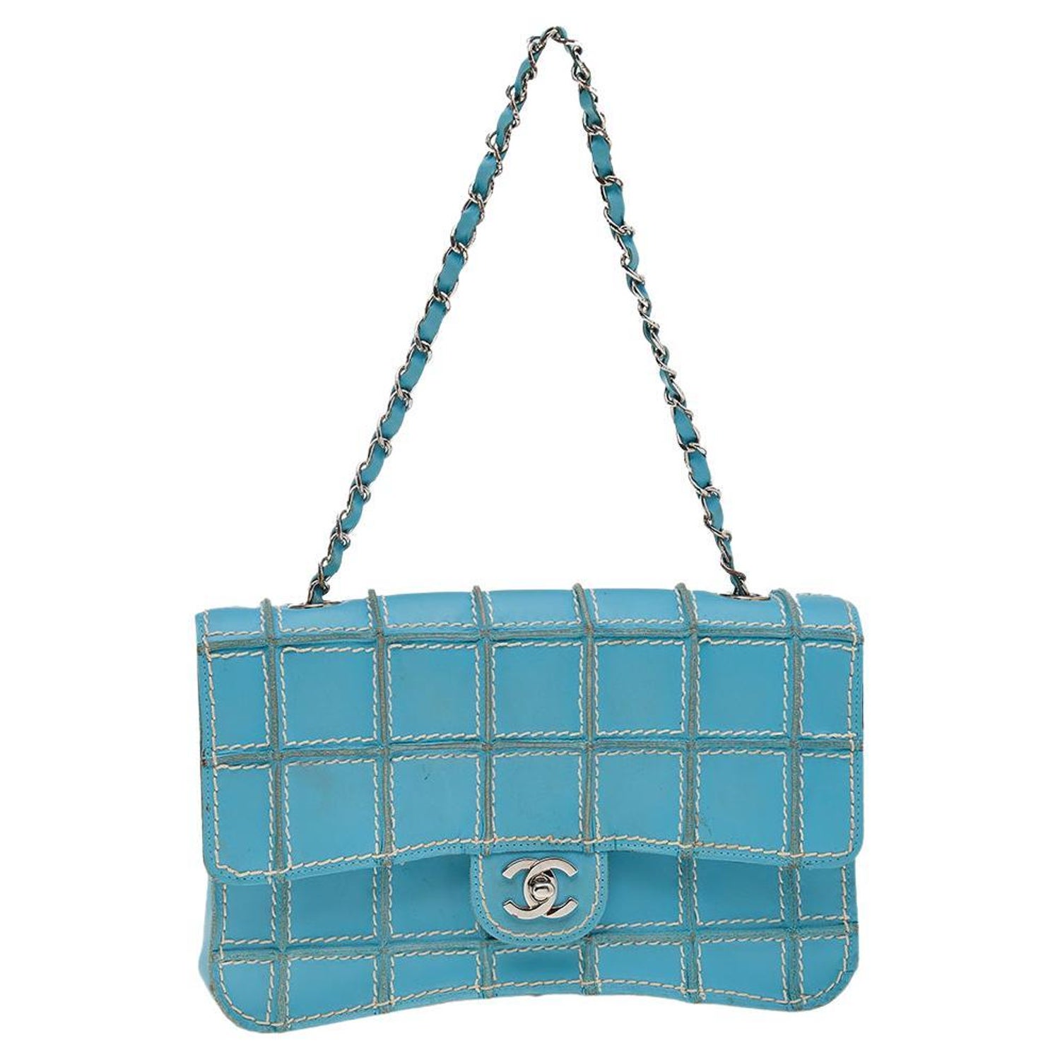 Chanel Blue Leather Large CC Hampton Flap Shopping Tote at 1stDibs