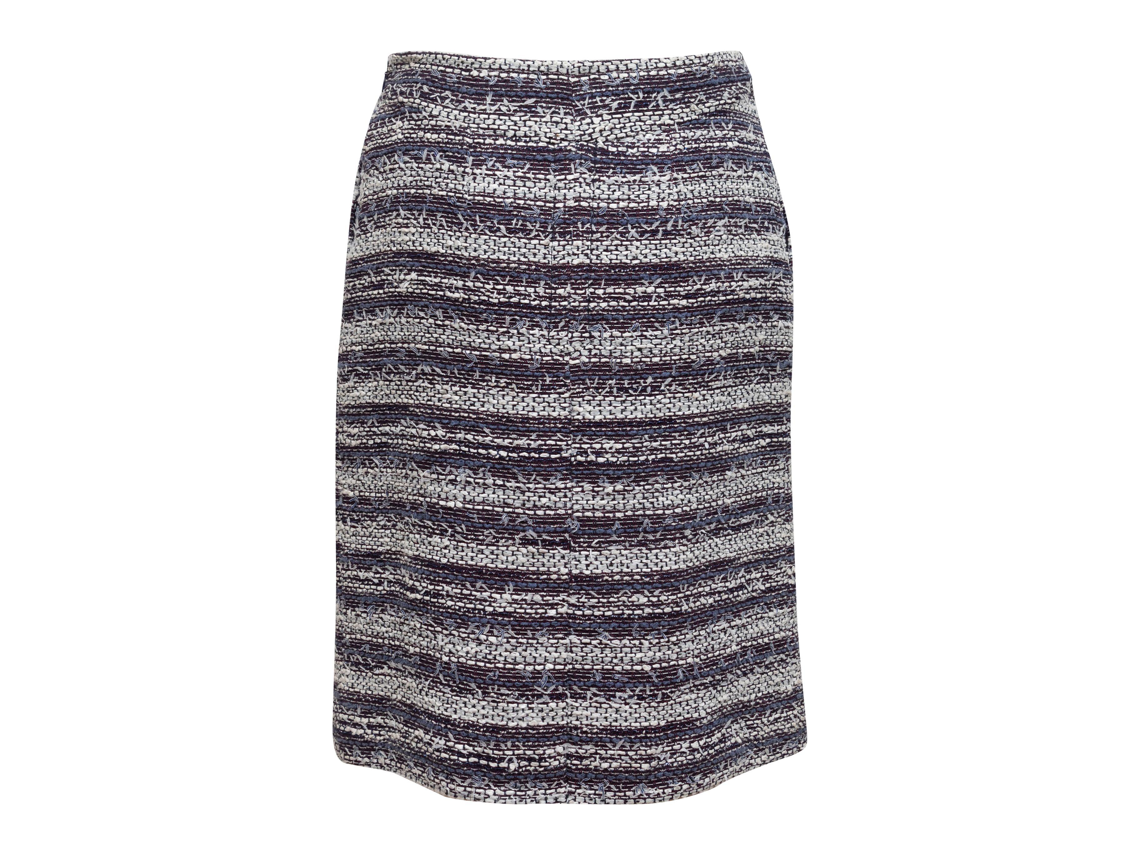 Women's Chanel Light Blue & Multicolor Tweed Skirt