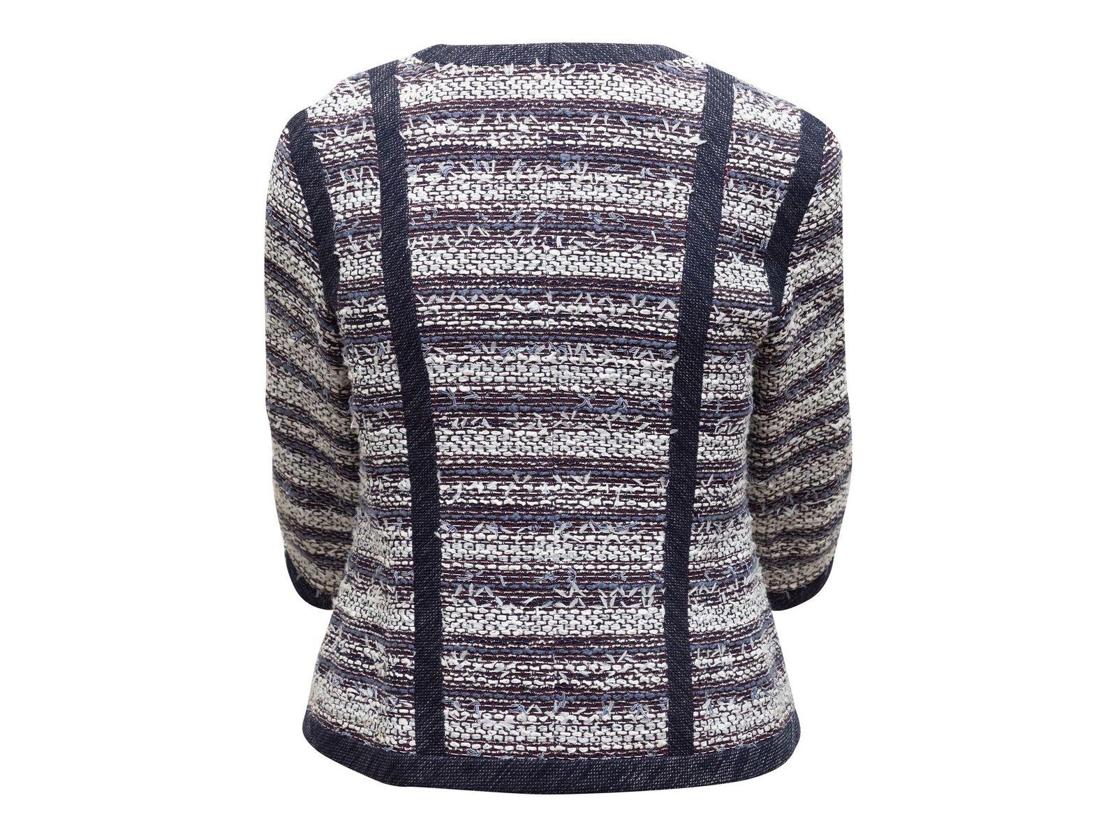 Chanel Hellblauer & mehrfarbiger gestreifter Tweed-Blazer 1