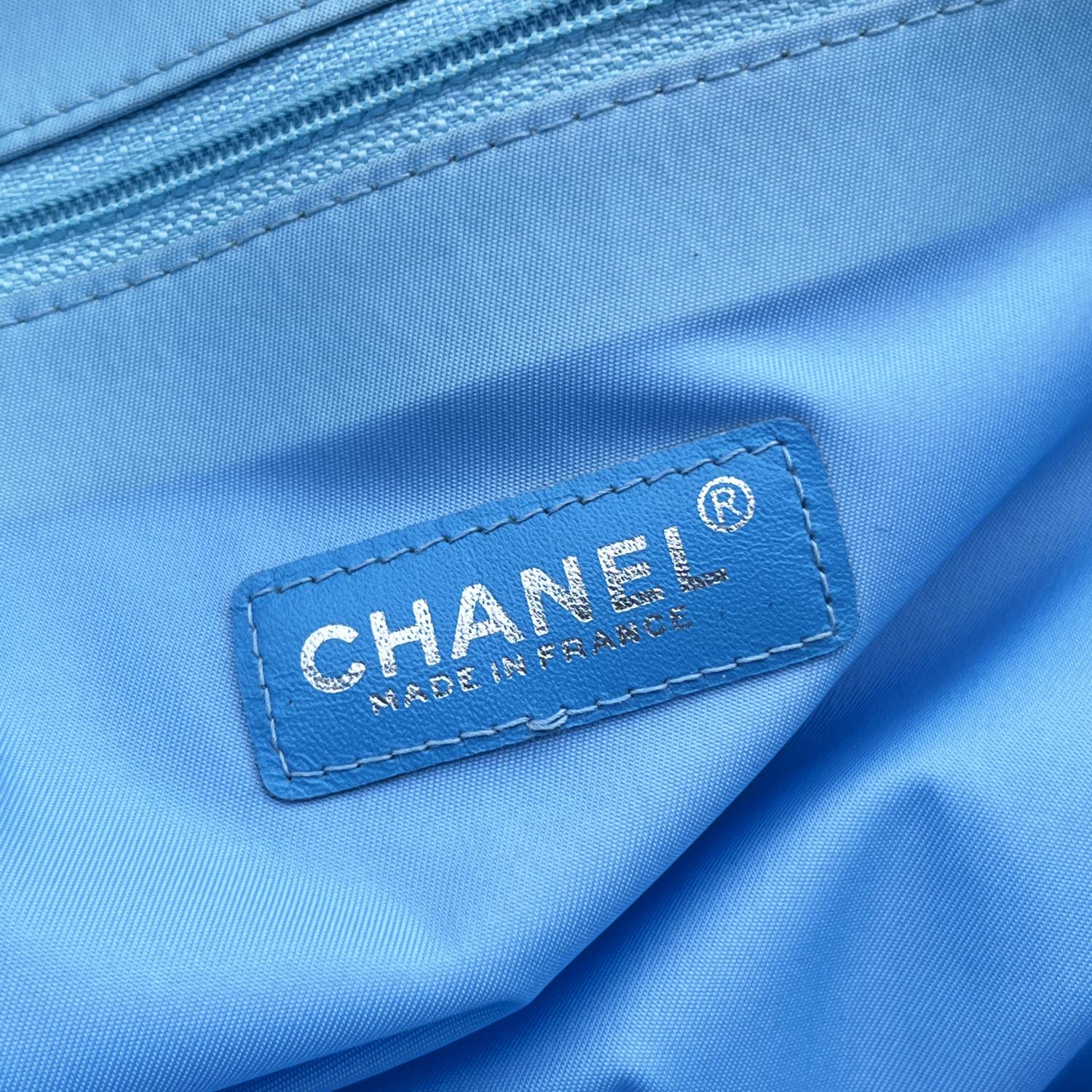 Chanel Light Blue Nylon Canvas New Travel Line Large Tote Bag 1