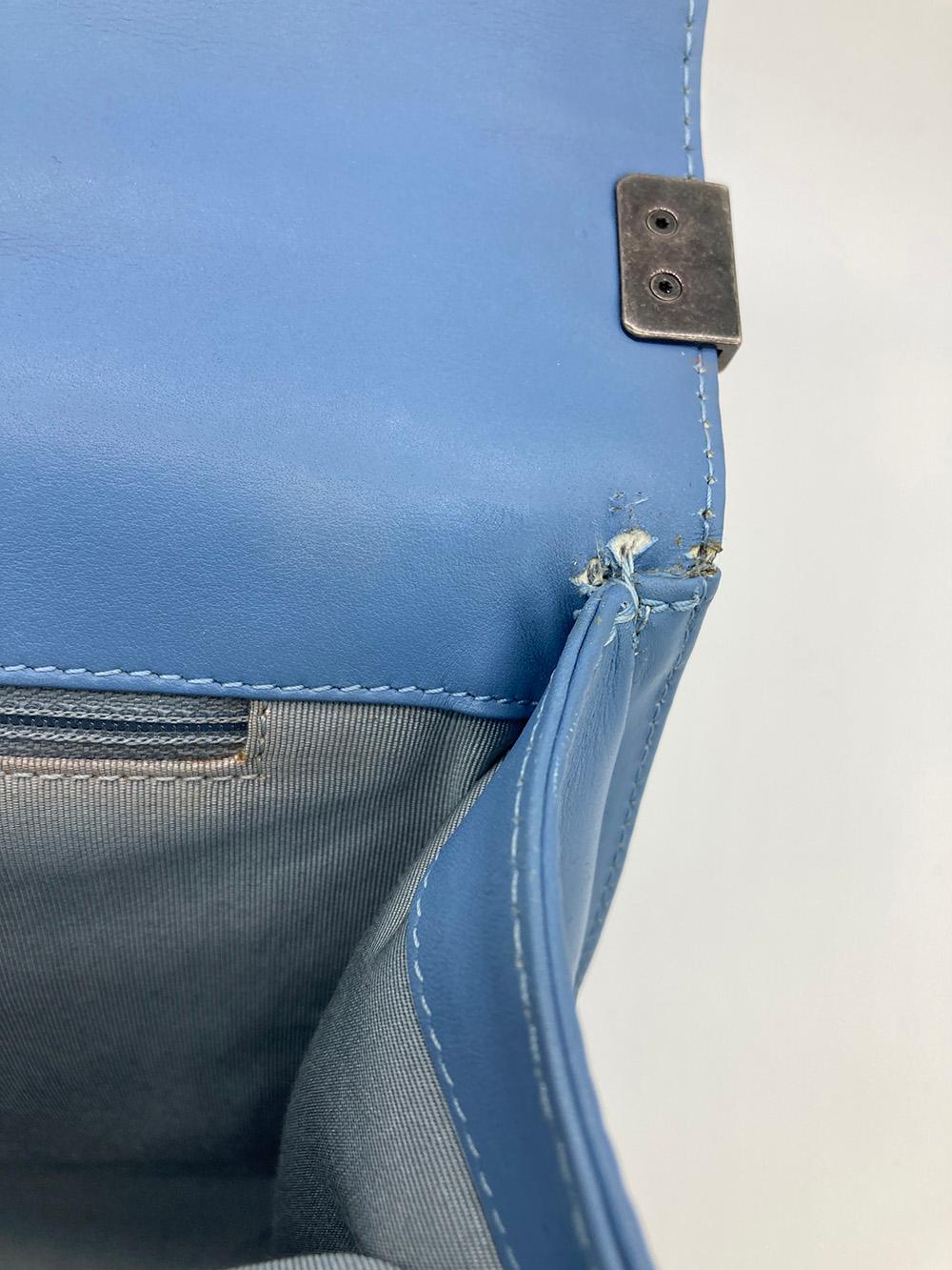 Chanel Light Blue Patent Large Boy Bag  For Sale 7