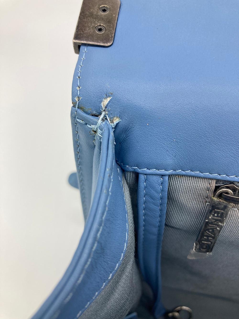 Chanel Light Blue Patent Large Boy Bag For Sale 8