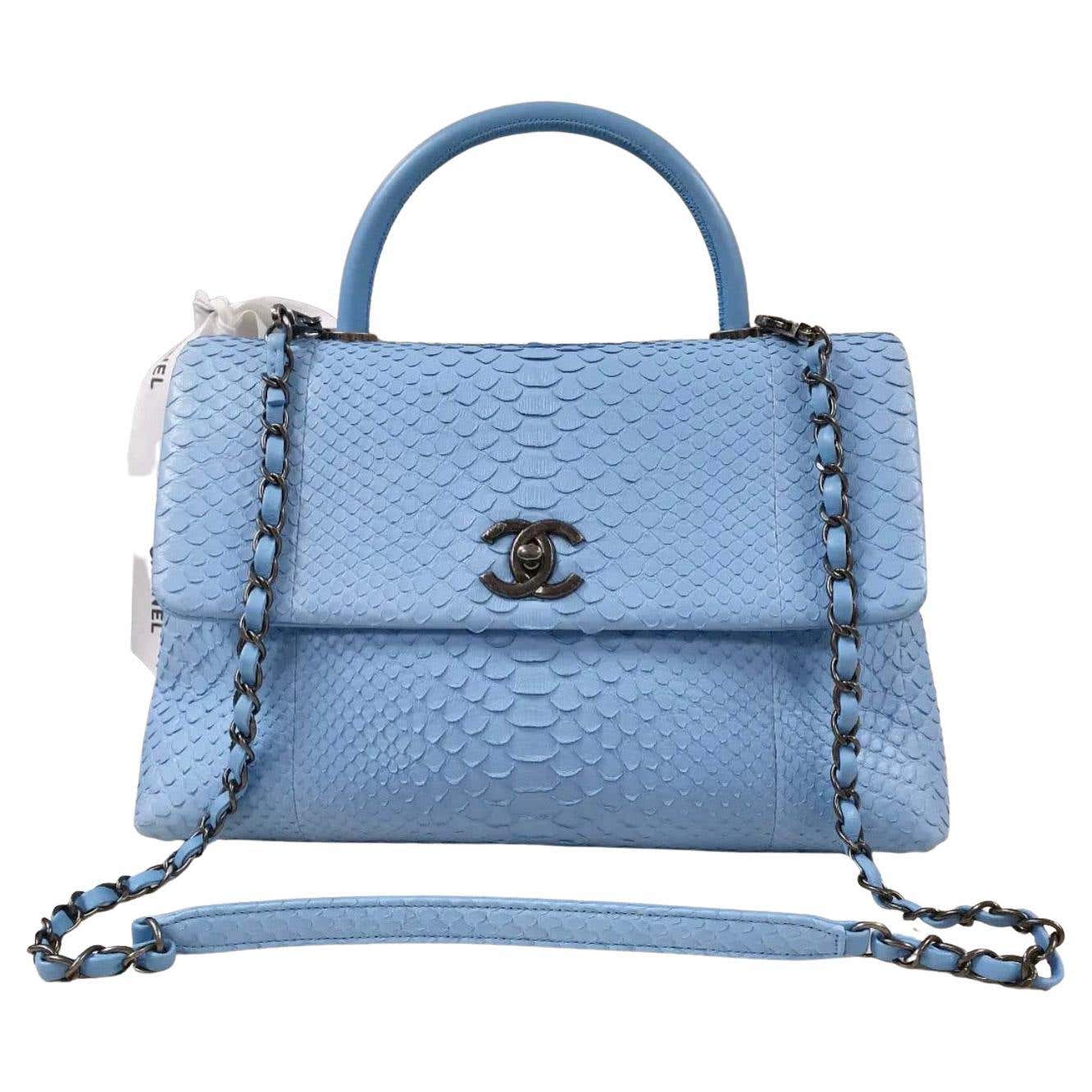 Chanel Light Blue Python Coco Handle Flap For Sale at 1stDibs