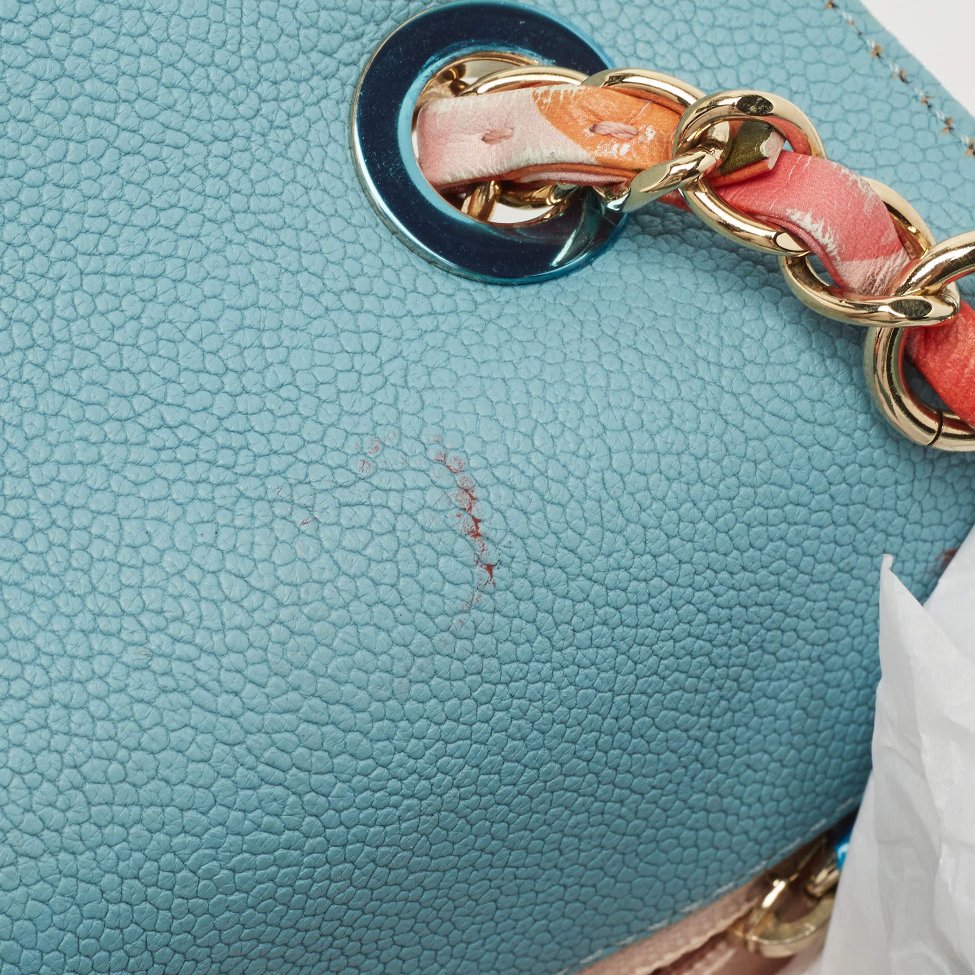 Chanel Light Blue Quilted Caviar Leather Small Cuba CC Flap Bag 10