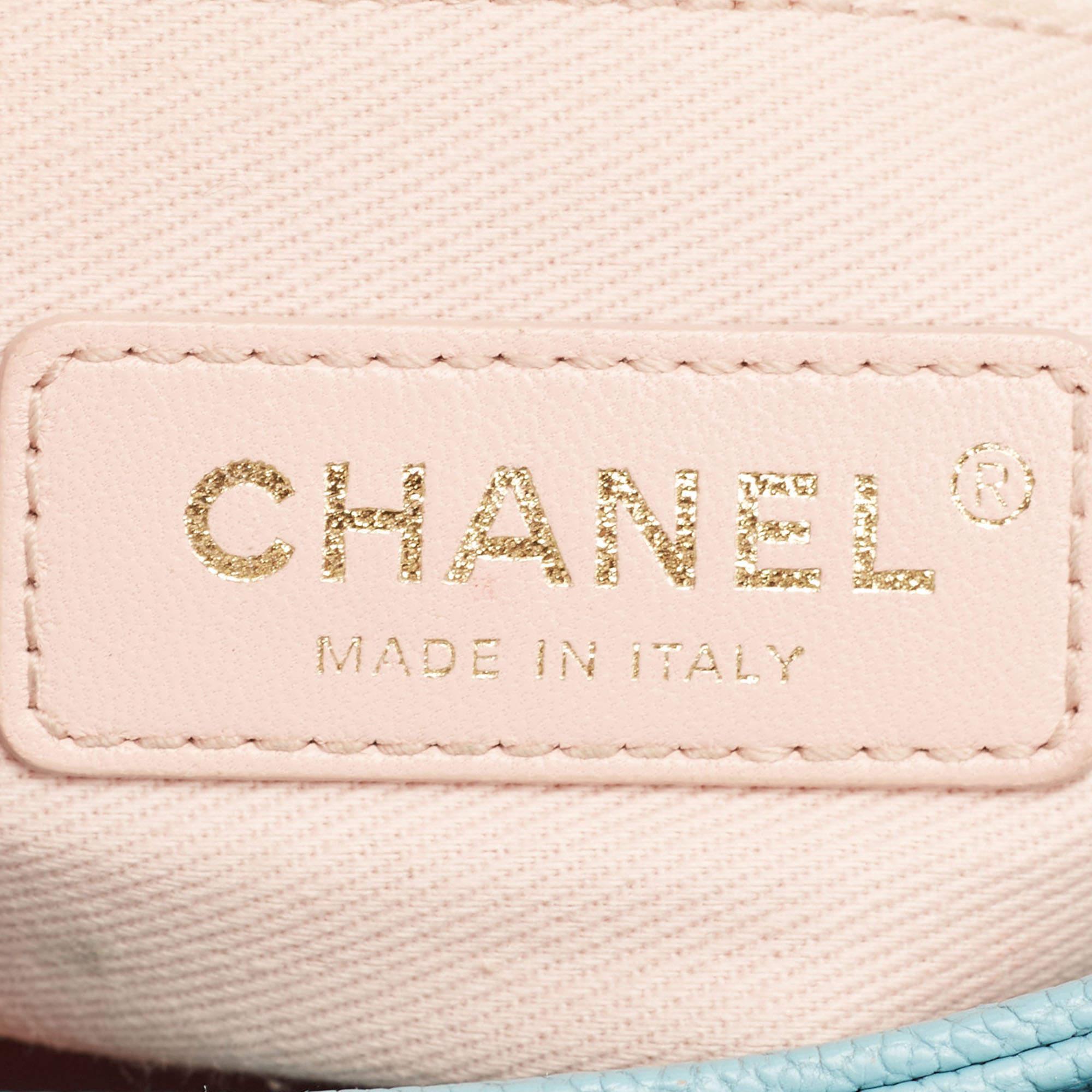 Chanel Light Blue Quilted Caviar Leather Small Cuba CC Flap Bag 14