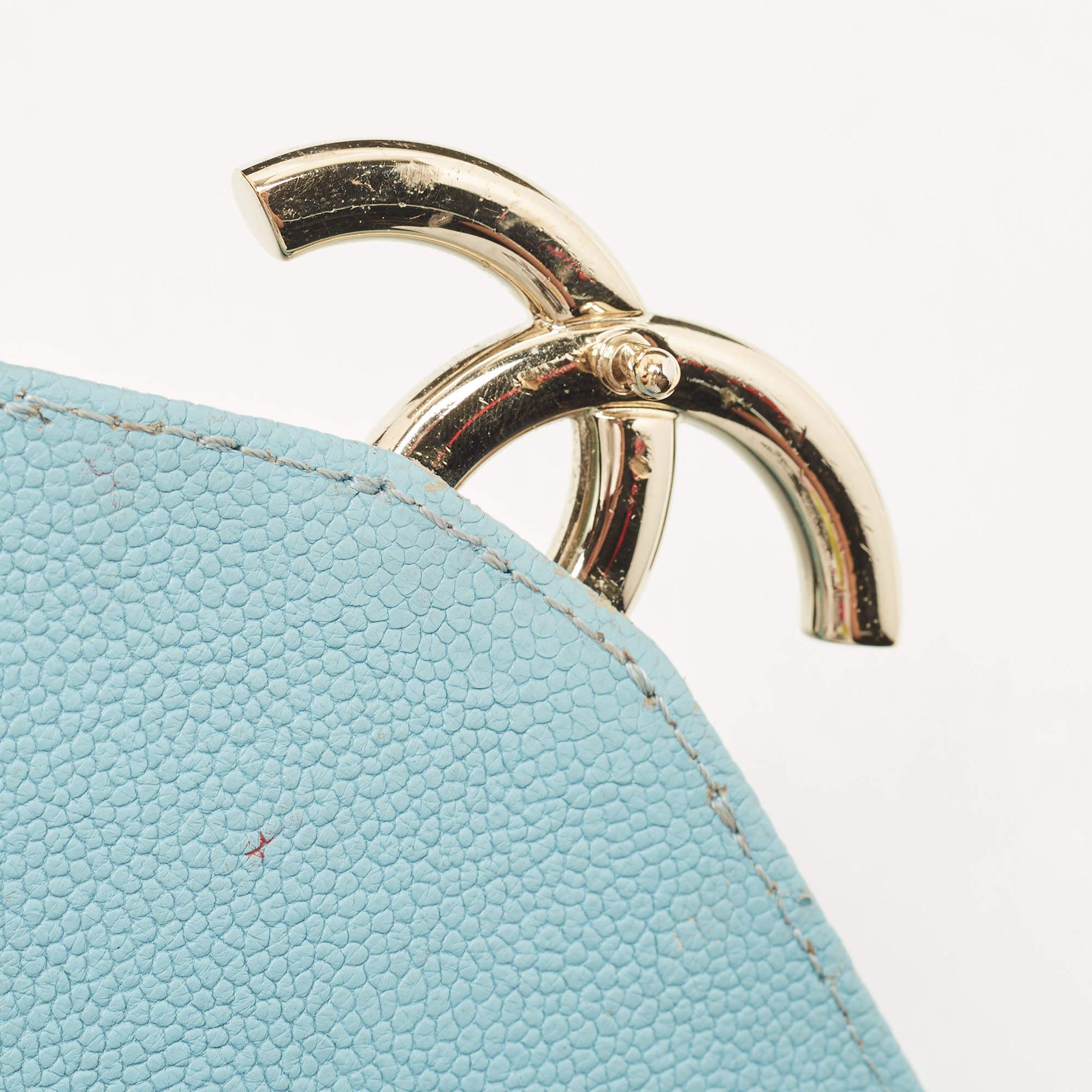 Chanel Light Blue Quilted Caviar Leather Small Cuba CC Flap Bag 16
