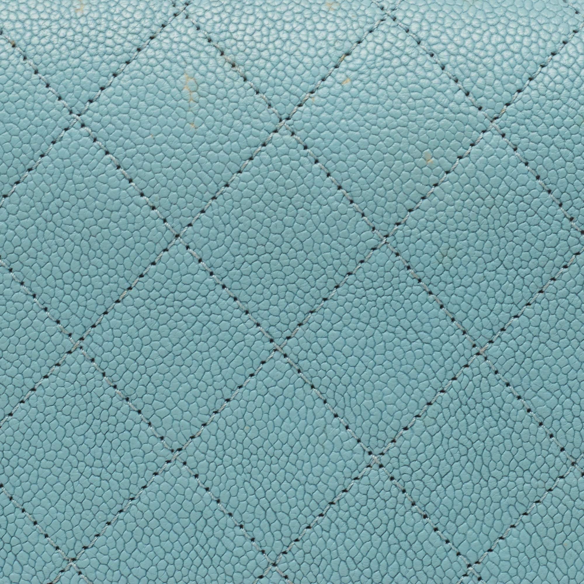 Chanel Light Blue Quilted Caviar Leather Small Cuba CC Flap Bag 4