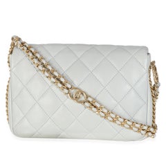 Chanel Hellblau Gestepptes Lammfell CC You Mini Flap Bag