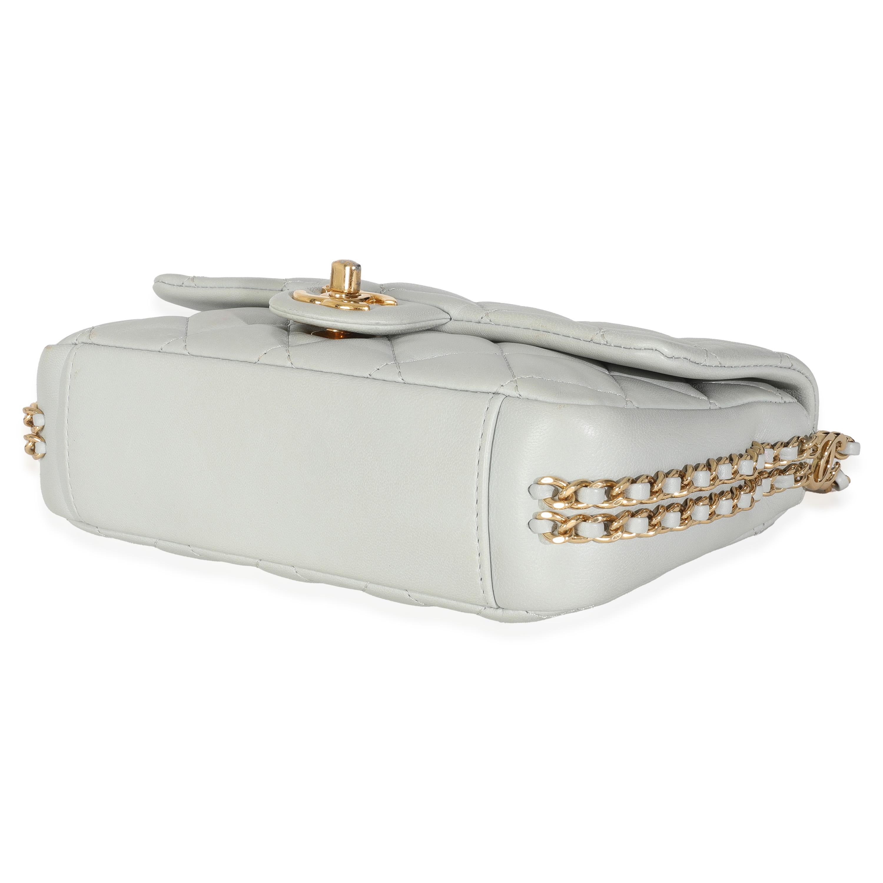 Women's Chanel Light Blue Quilted Lambskin CC You Mini Flap Bag For Sale