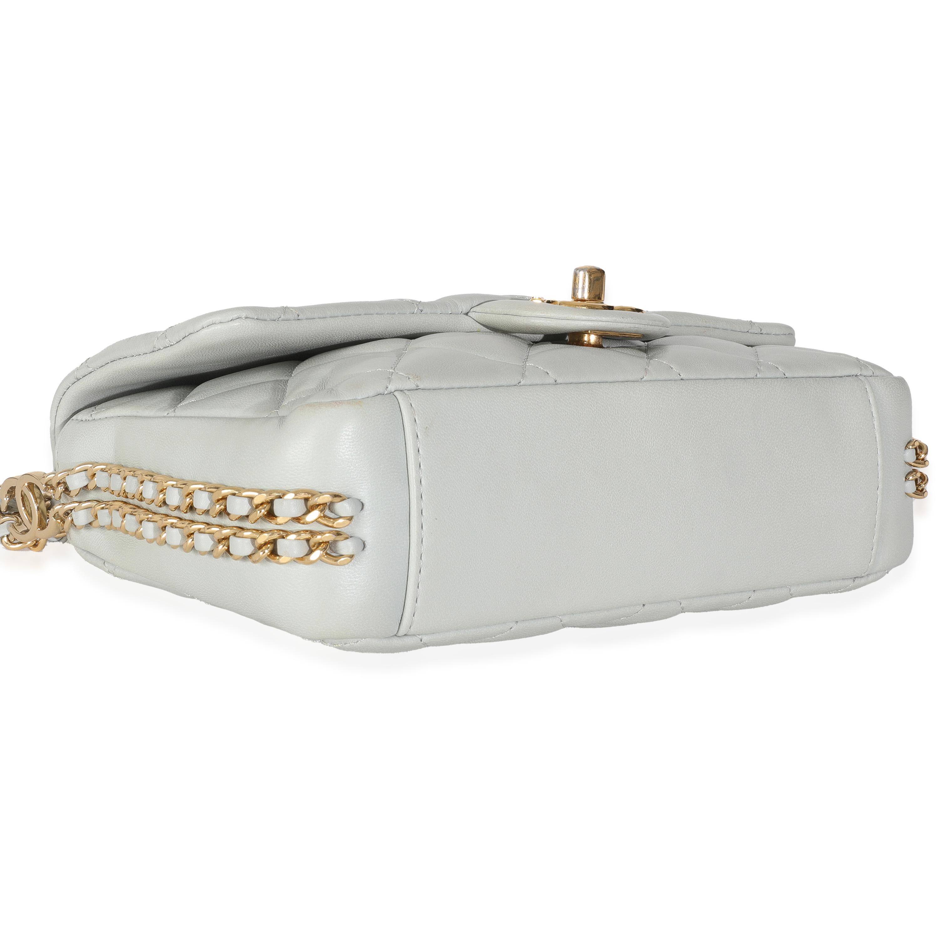 Chanel Light Blue Quilted Lambskin CC You Mini Flap Bag For Sale 2