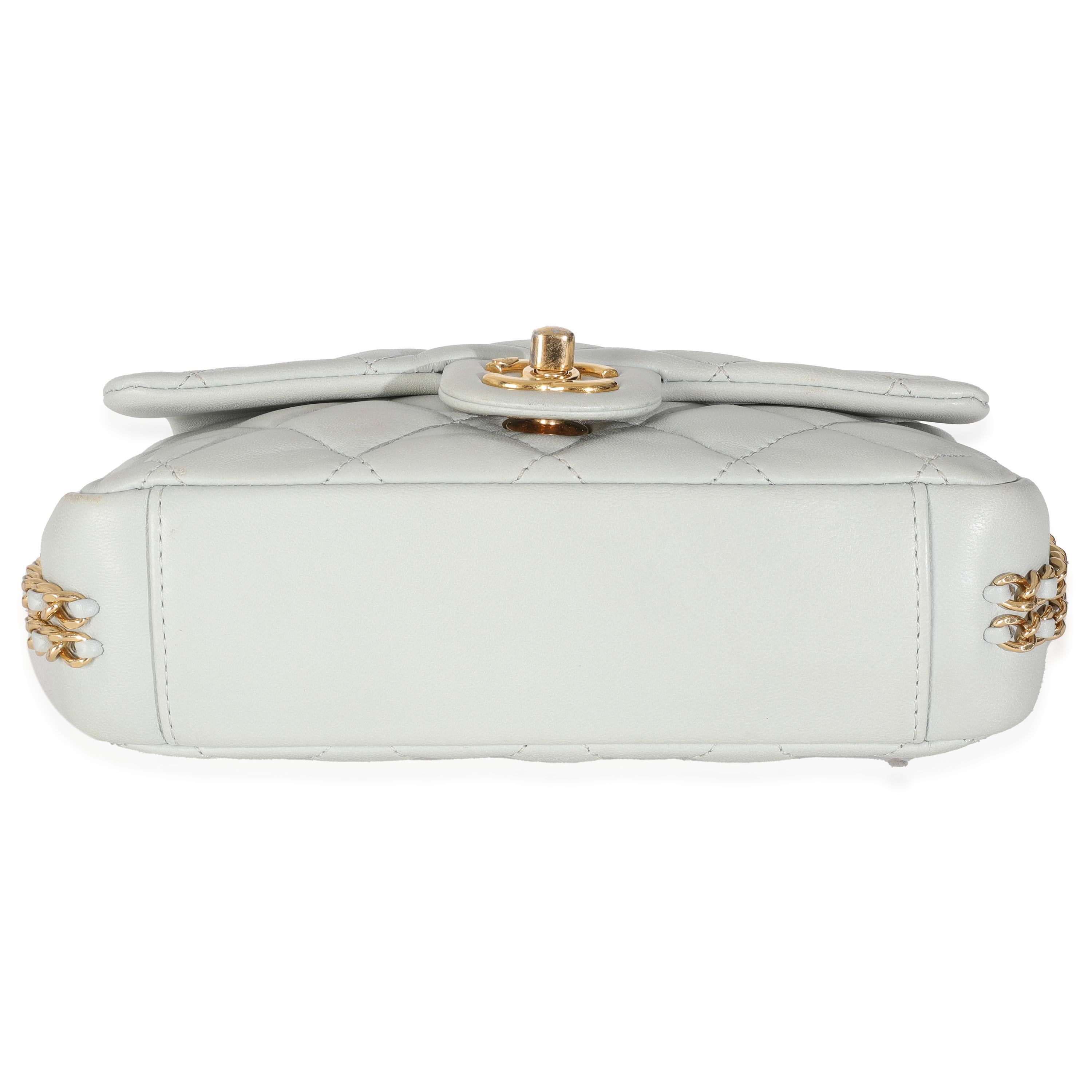 Chanel Light Blue Quilted Lambskin CC You Mini Flap Bag For Sale 3