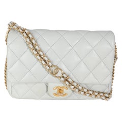 Chanel Light Blue Quilted Lambskin CC You Mini Flap Bag
