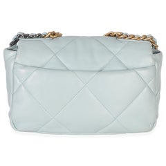 Chanel Light Blue Quilted Lambskin Medium Chanel 19 Flap Bag