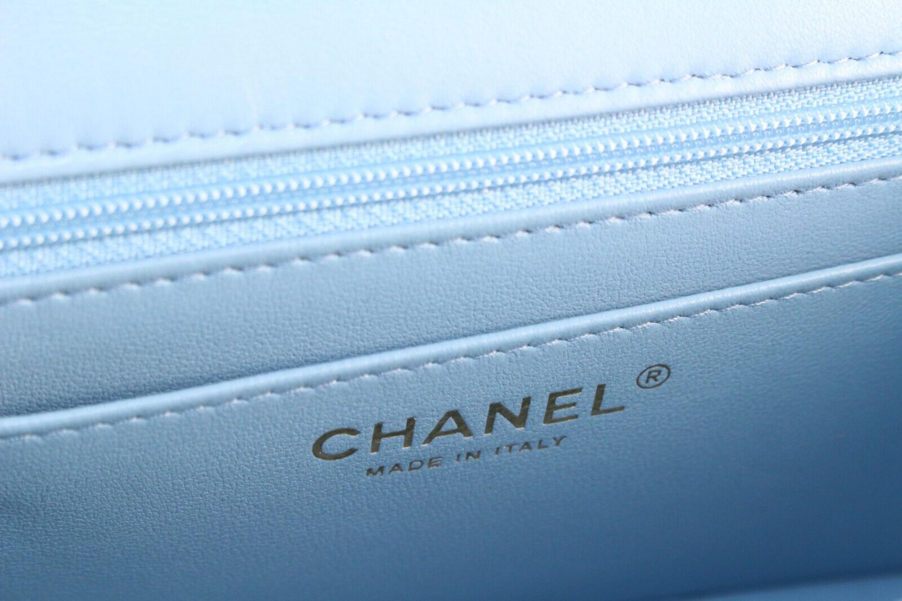 Chanel Light Blue Quilted Lambskin Mini Classic Flap GHW 1CJ1227 7