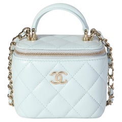 Chanel Light Blue Quilted Lambskin Mini Vanity