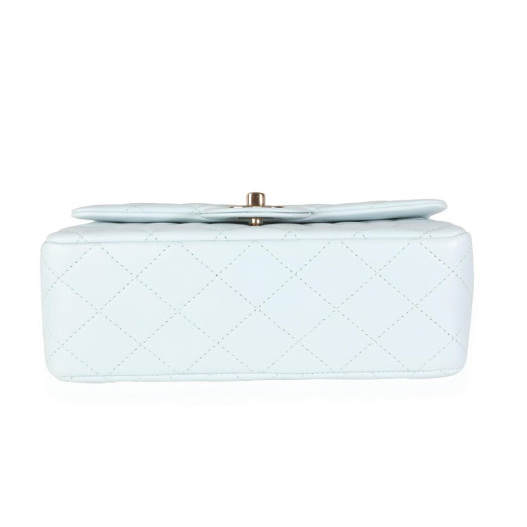 Chanel Light Blue Quilted Lambskin Rectangular Mini Top Handle Flap Bag ...