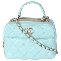 Chanel Light Blue Quilted Lambskin Small Trendy CC Bowling Bag