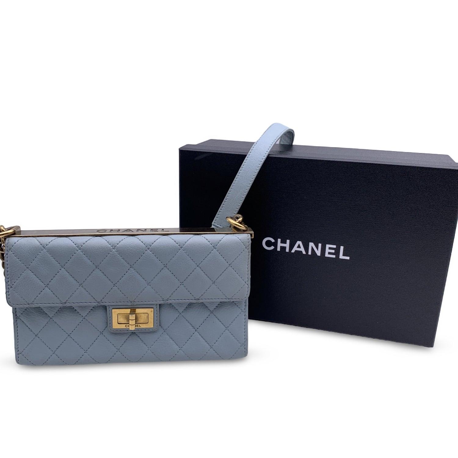 This beautiful Bag will come with a Certificate of Authenticity provided by Entrupy. The certificate will be provided at no further cost. Beautiful Chanel 'Trendy Reissue' Shoulder Bag. It is crafted of light blue leather with diamond quilting.