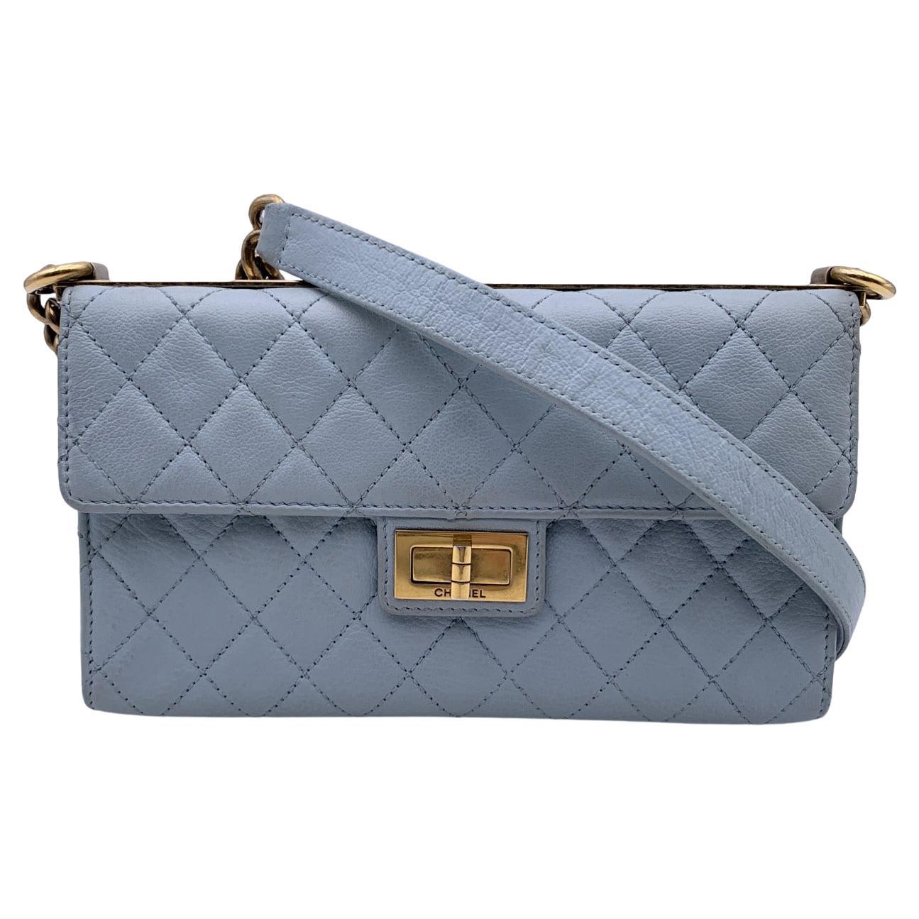 Chanel Sky Blue Leather Quilted Mini Top Handle Flap Bag For Sale at  1stDibs