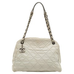 Chanel Light Blue Quilted Shimmer Leather Large Just Mademoiselle Bag