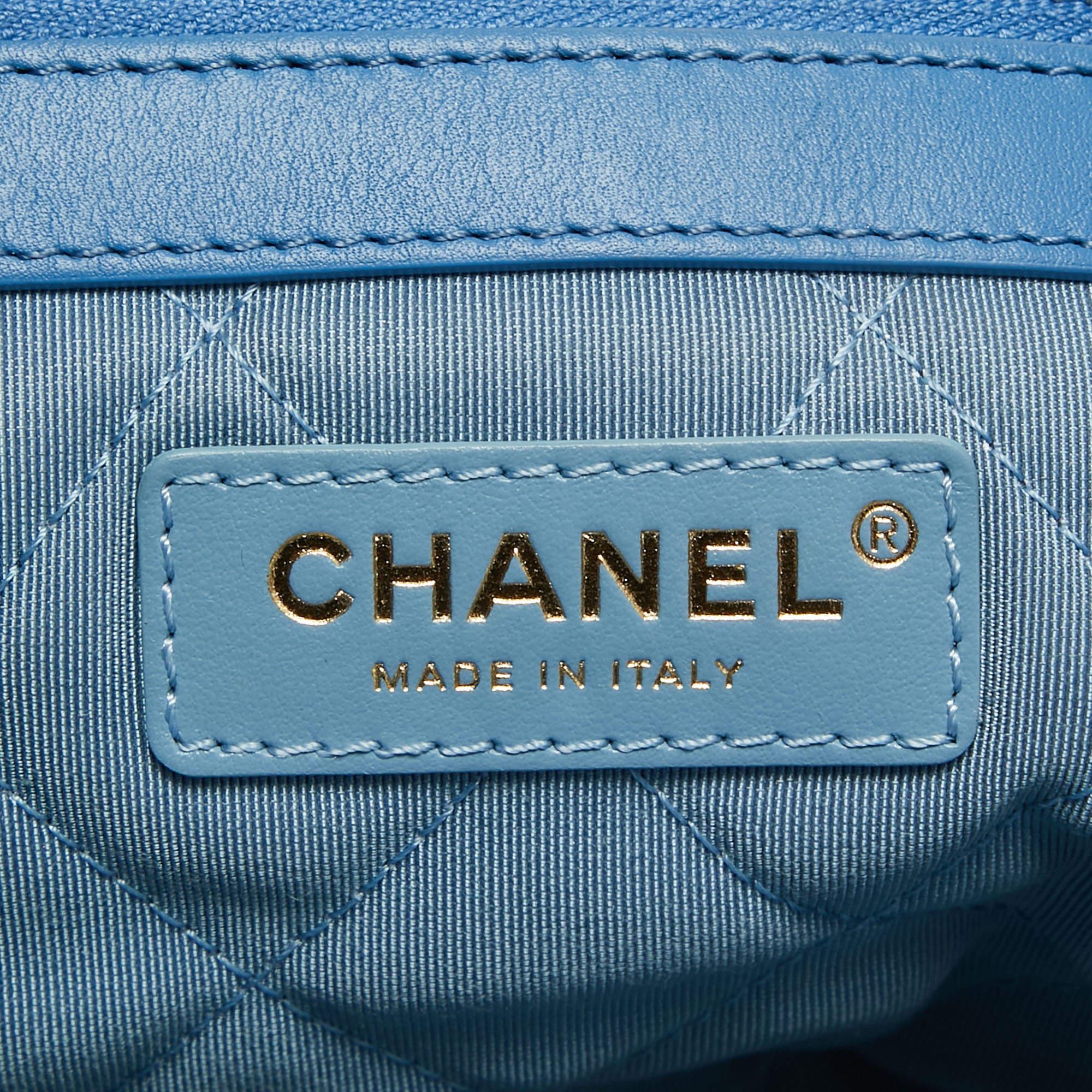 Chanel Light Blue Quilted Terry Cloth Coco Beach Shopper Tote 4