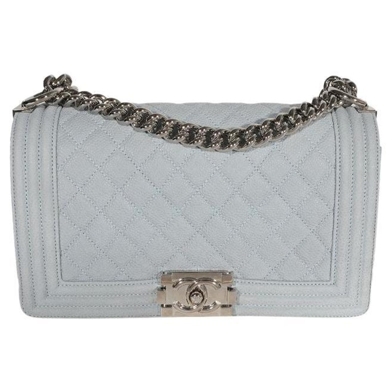 Chanel Limited Edition Light Blue Leather and Mosaic Medium Boy
