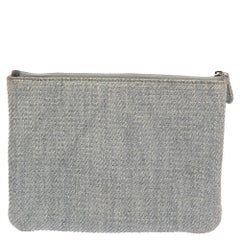 Chanel Light Blue Raffia Deauville Clutch