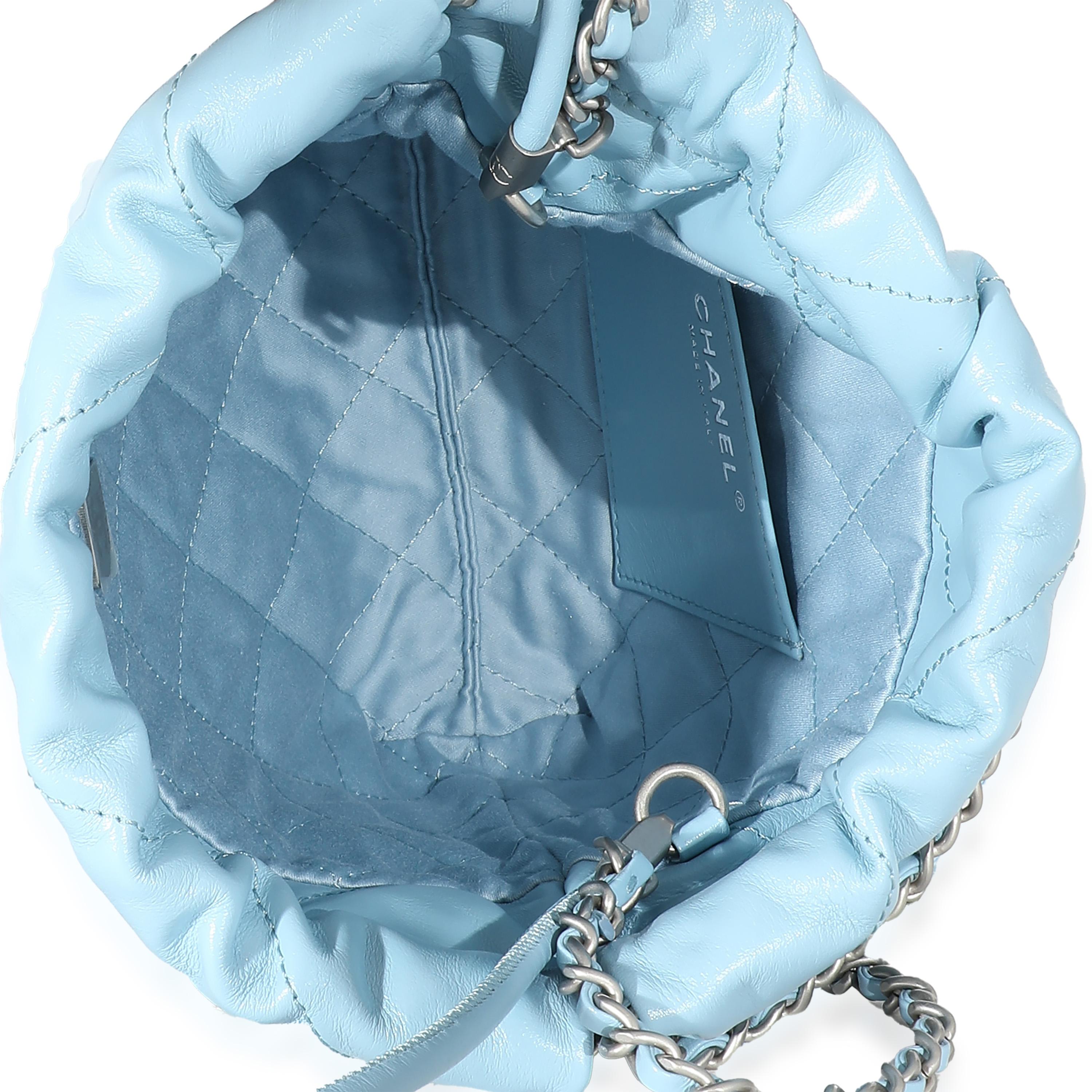 Chanel Light Blue Shiny Quilted Calfskin Mini 22 1