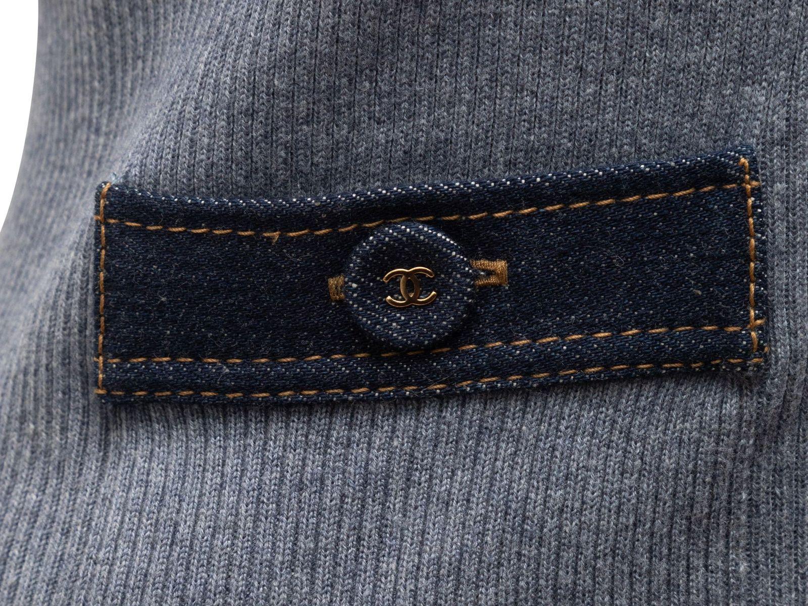 Chanel Chaleco de jersey con ribete vaquero azul claro Primavera 2007 en Bueno Estado en New York, NY