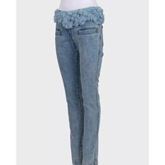 Chanel Light Blue Straight Jeans with Fur Trim Sz. FR38 / XS Excellent