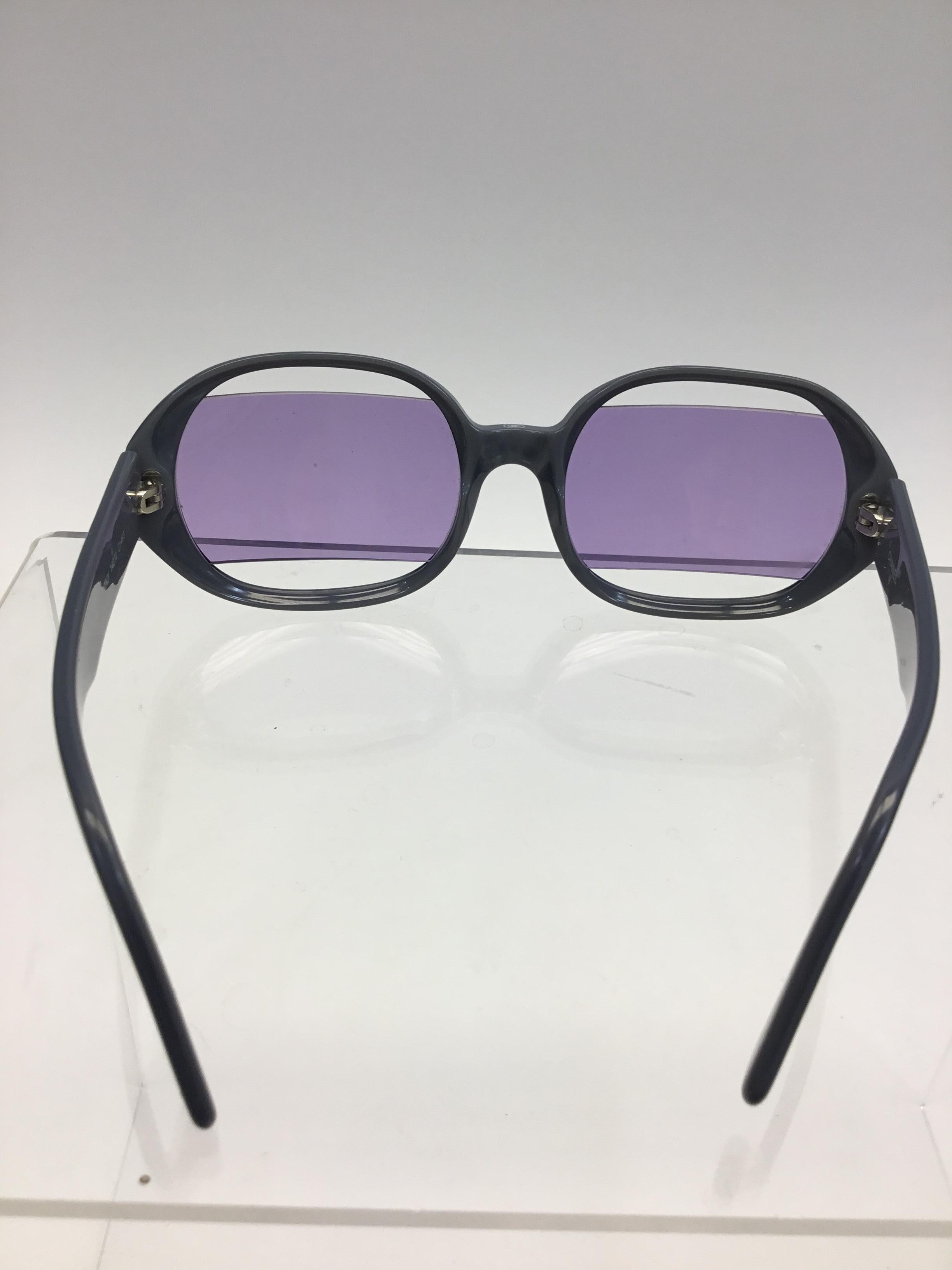 Chanel Light Blue Sunglasses with Purple Lenses In Good Condition For Sale In Narberth, PA