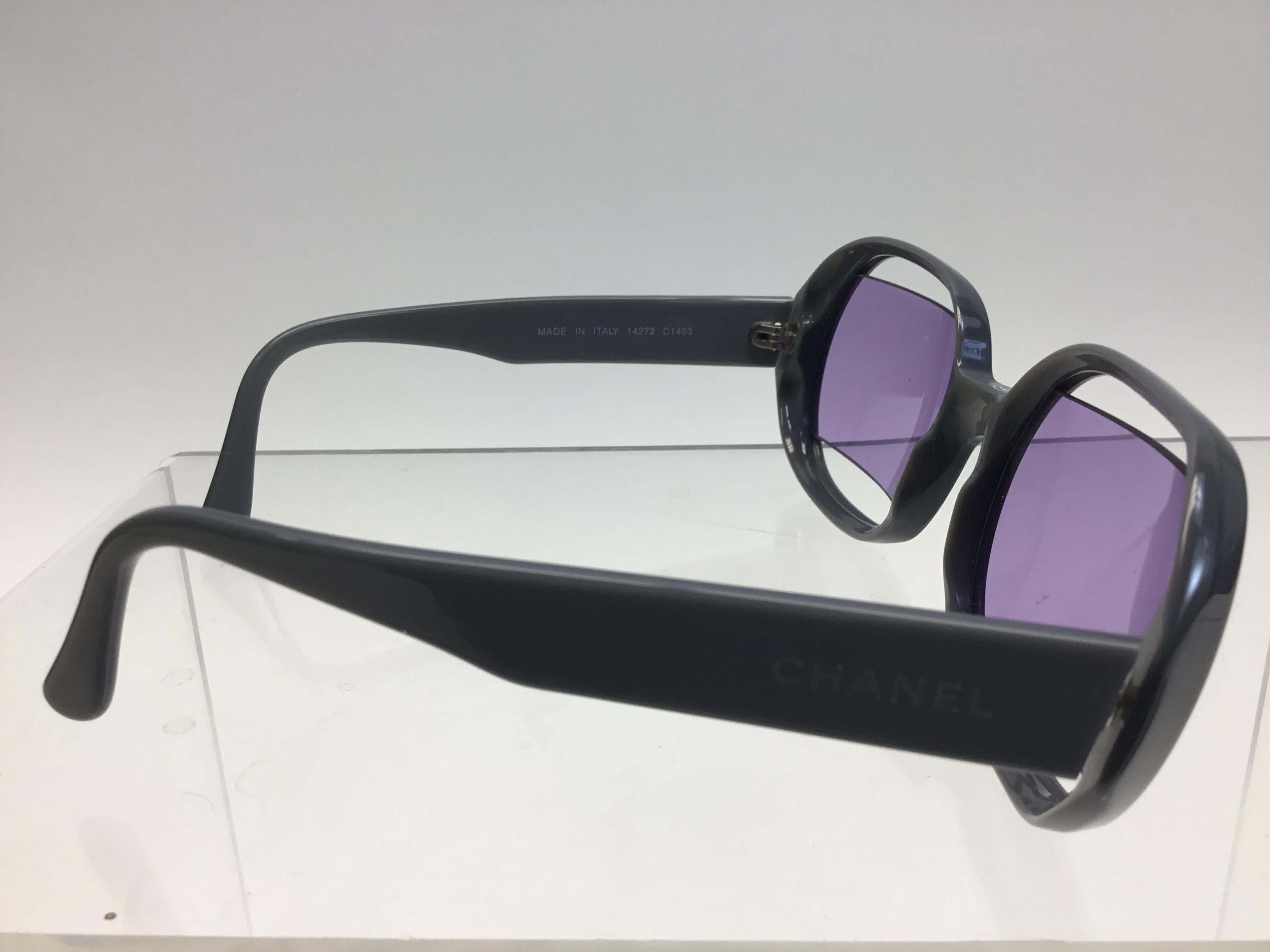 Women's Chanel Light Blue Sunglasses with Purple Lenses For Sale