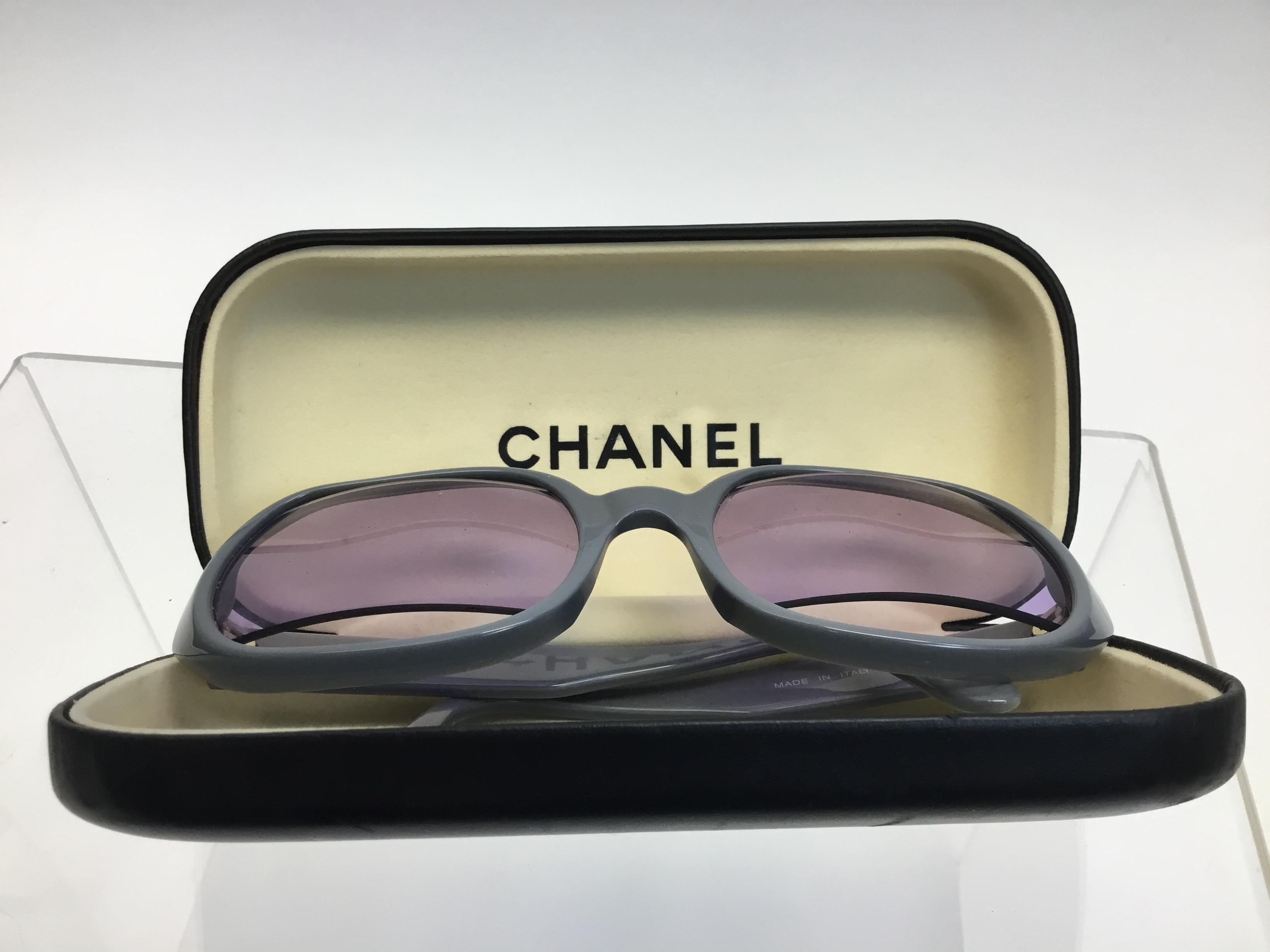 Chanel Light Blue Sunglasses with Purple Lenses For Sale 2