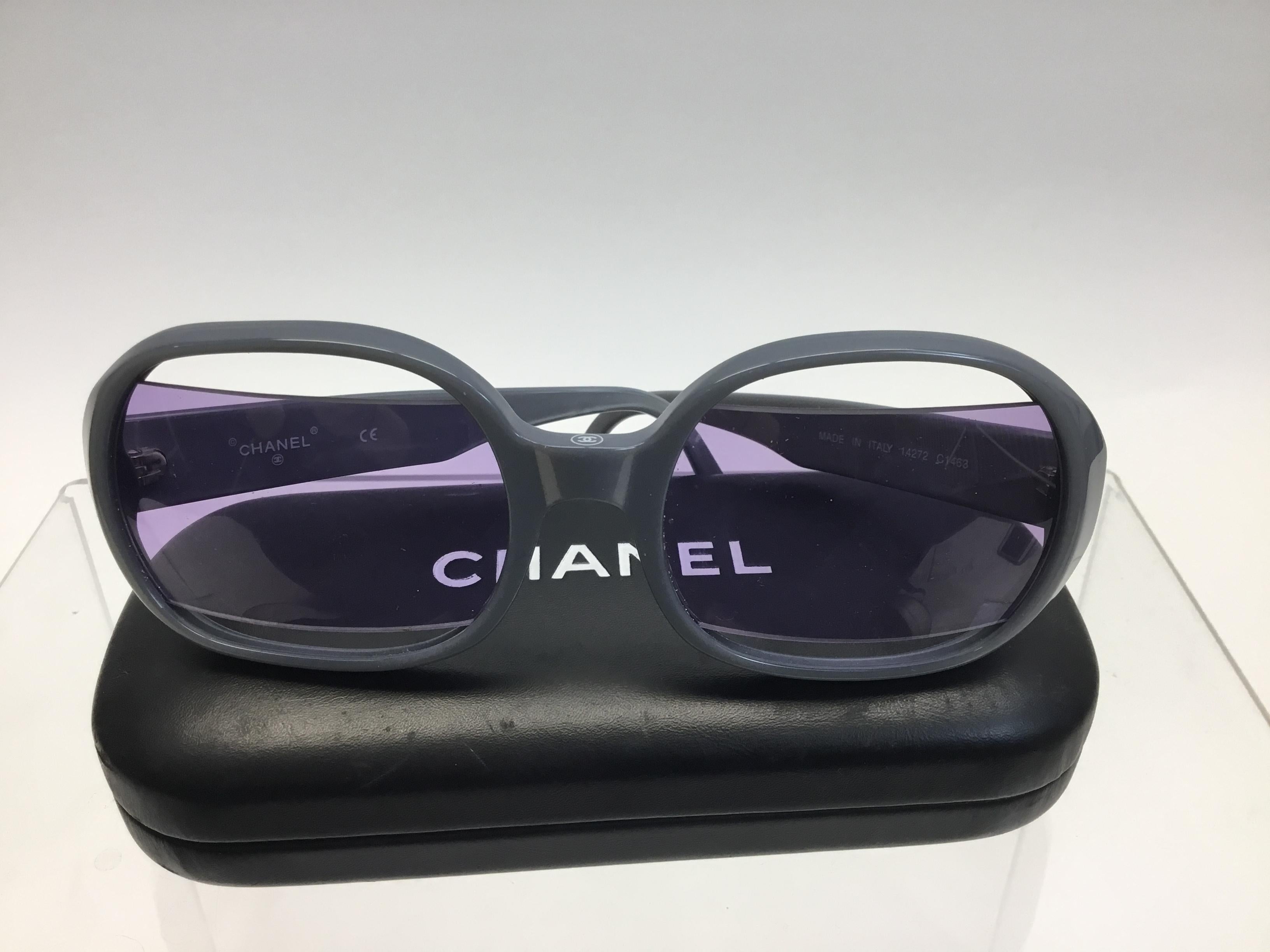Chanel Light Blue Sunglasses with Purple Lenses For Sale 3