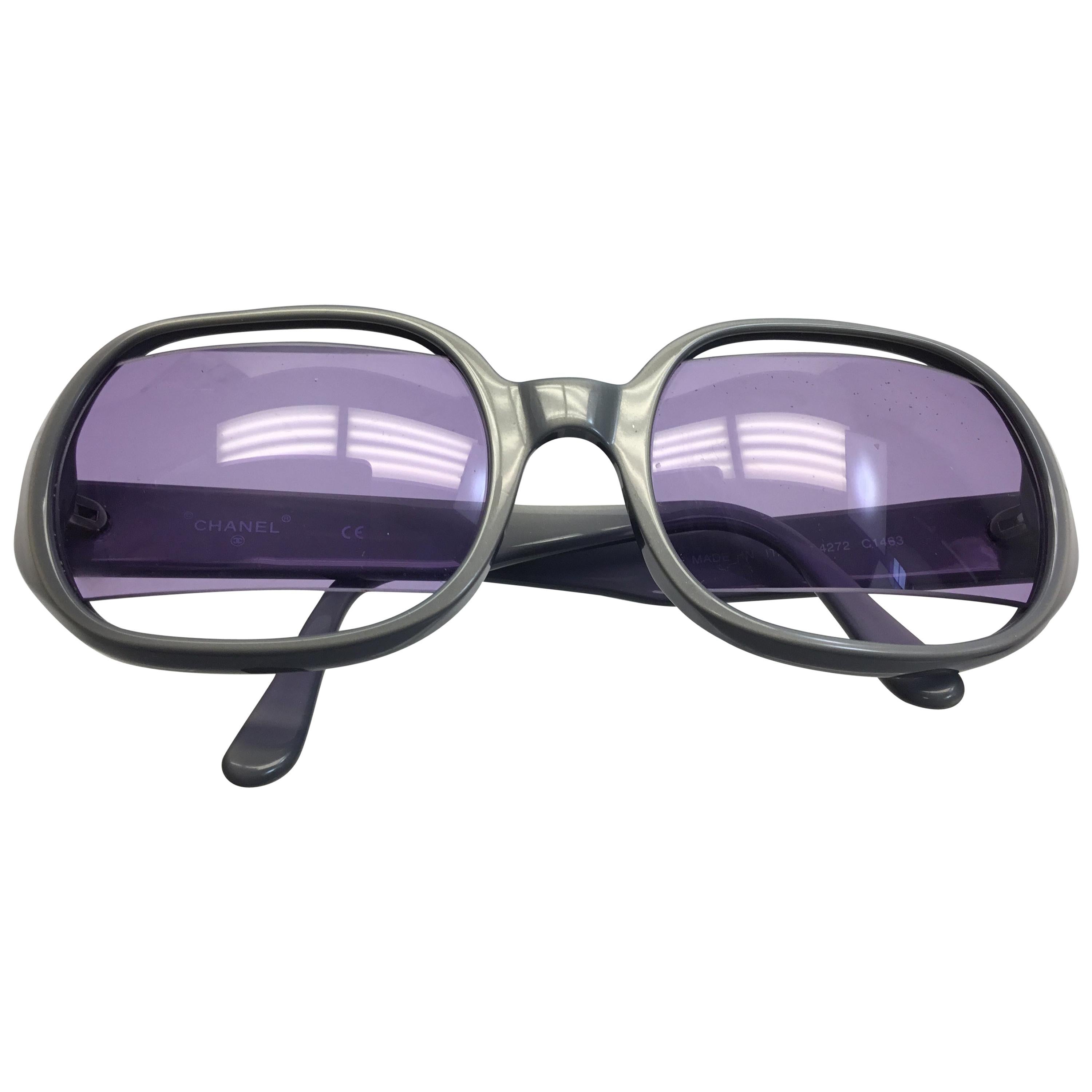 Chanel Light Blue Sunglasses with Purple Lenses For Sale