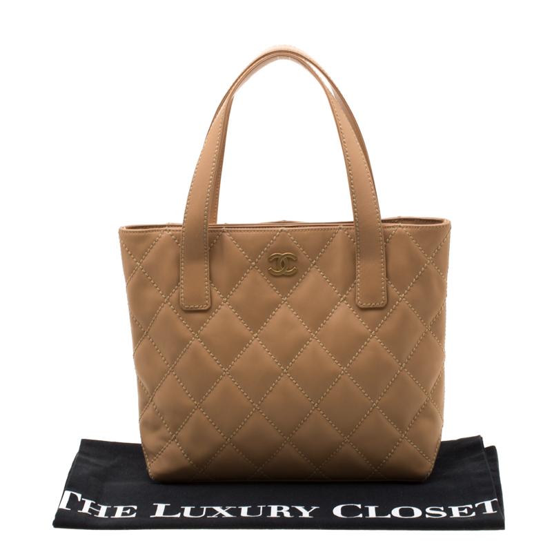Chanel Light Brown Quilted Leather Wild Stitch Tote 8