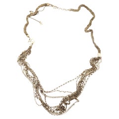 Chanel Light Gold CC Braid Multi Chain CC Dangle Lange Halskette