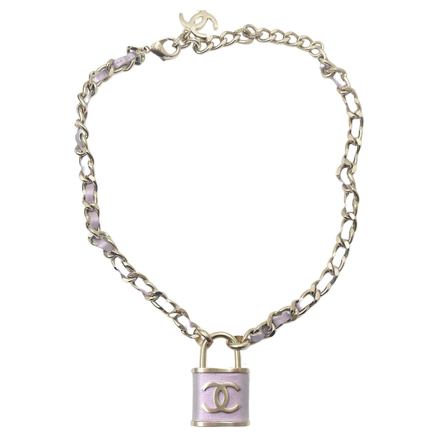 Chanel Light Gold CC Lavender Lock Pendant Necklace    For Sale