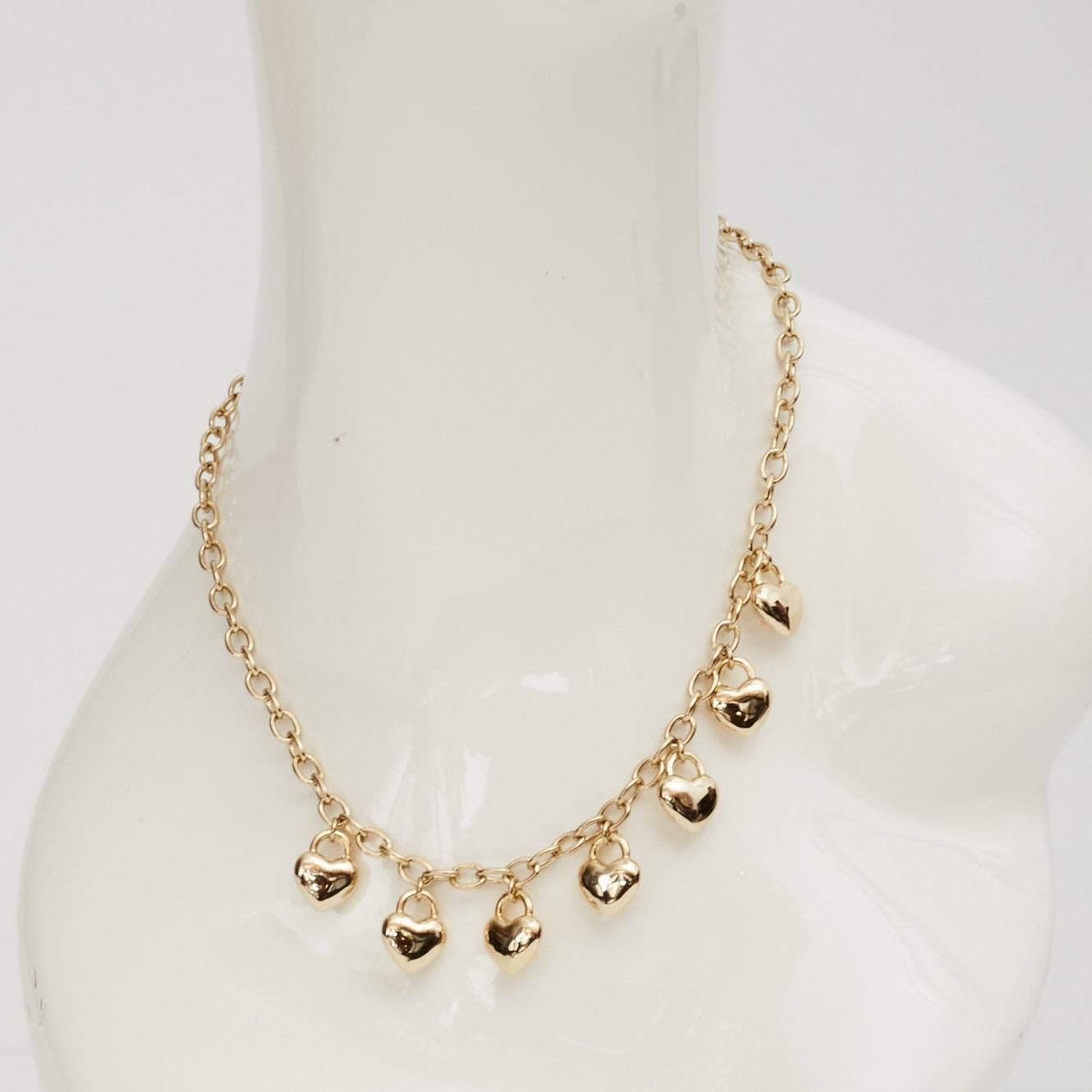 Chanel Light Gold CC Turnlock Mini Hearts Necklace (2022) For Sale 2