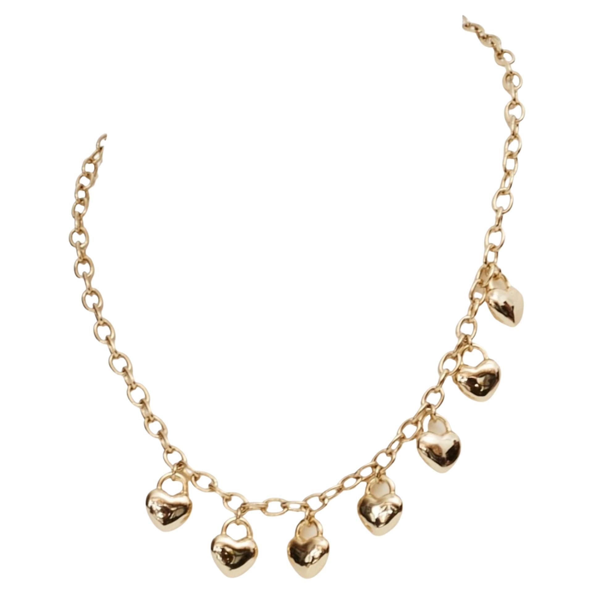 Chanel Light Gold CC Turnlock Mini Hearts Necklace (2022) For Sale