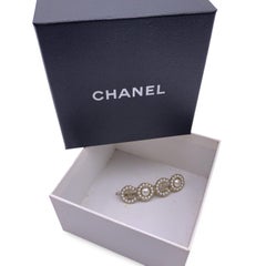 Chanel Light Gold Metal and Pearls Coco Hair Clip Barrette