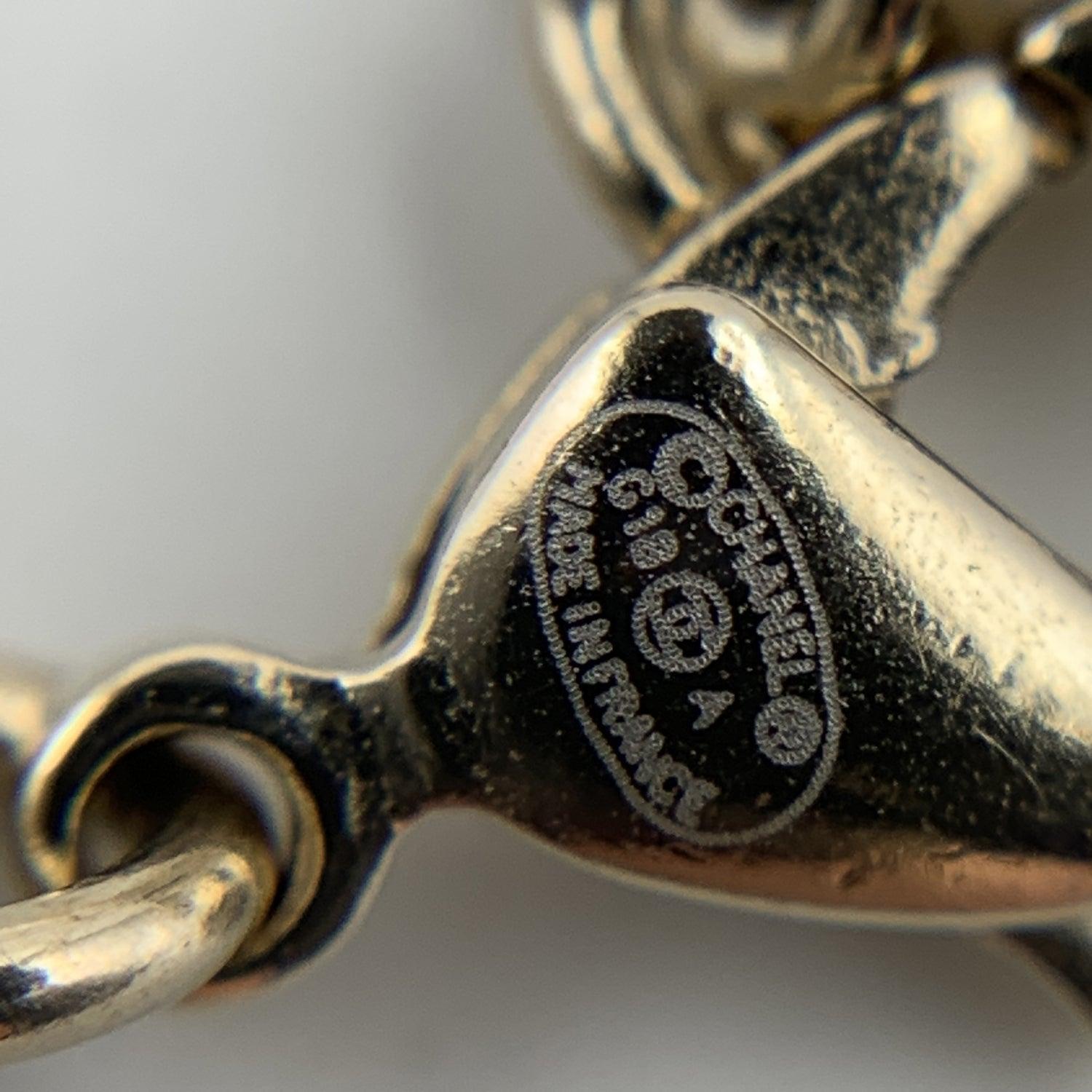 Women's Chanel Light Gold Metal Black Red Enamel CC Logo Chain Bracelet For Sale